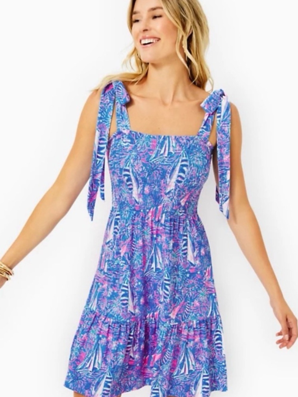 Lilly Pulitzer Kailua Sailabration smocked dress XS EUC